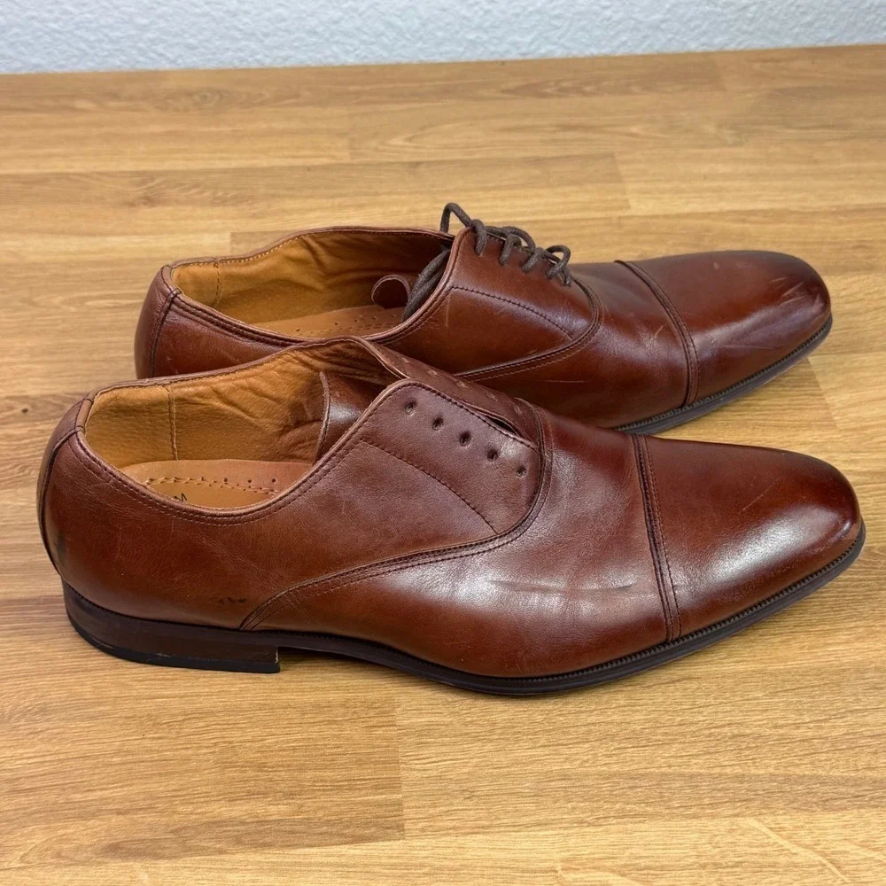 Florsheim Cap Toe Oxford‎ Cognac Brown Leather Dress Shoes 10D